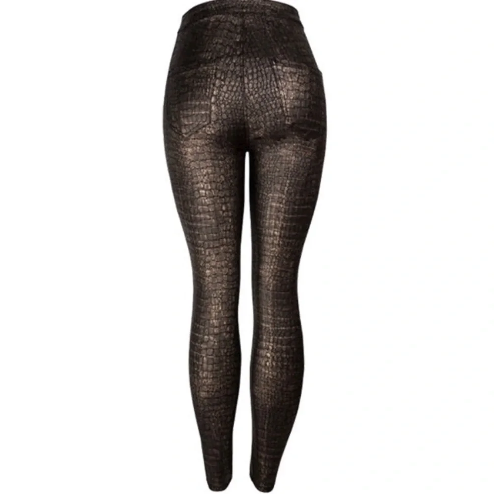 High-Waisted Faux Snake Skin Stretchy Pants - Picture 3 of 4